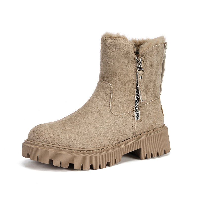 Plus-size women's platform boots Snow boots round head side zipper casual comfort_voghion.com