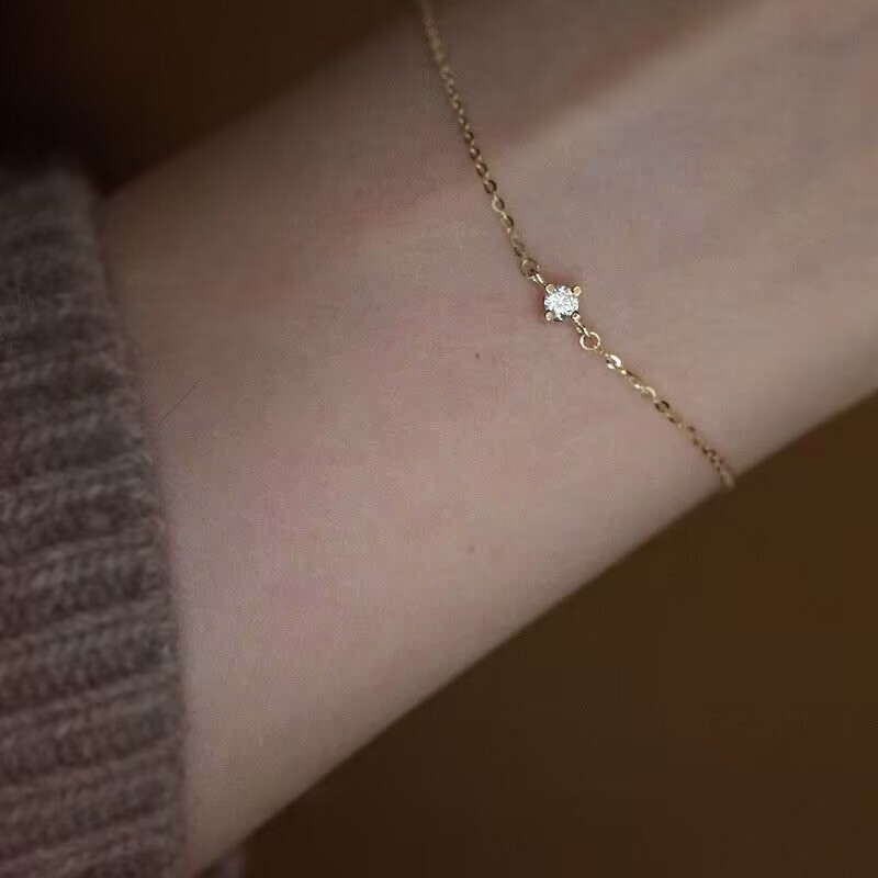 New Vintage 14K Gold-Plated Nose Diamond Bracelet, Classic Style, Fashionable and Versatile, Niche Design, High-End Jewelry
