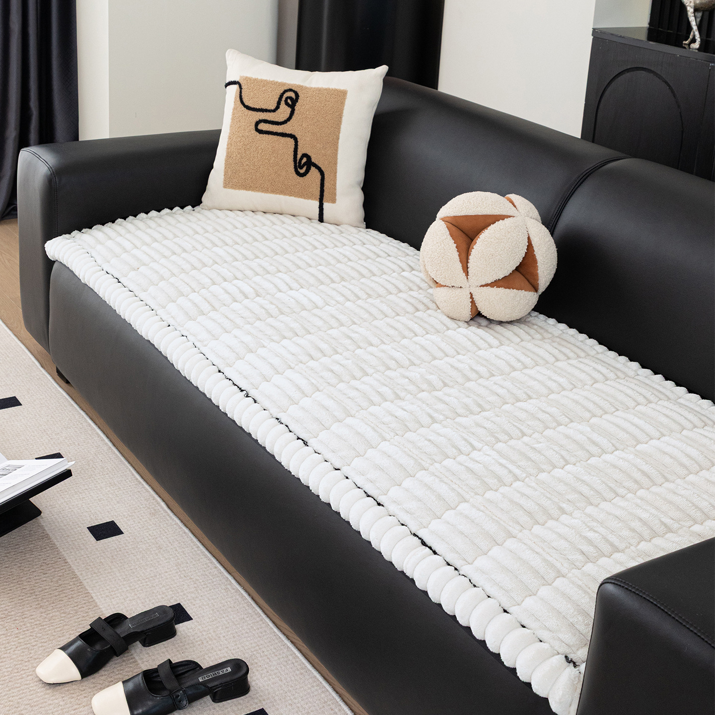 Almohadilla de sofá de terciopelo de sueño - blanca