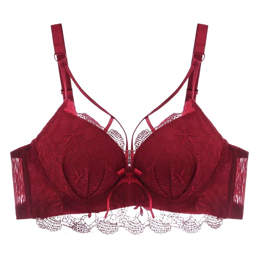 Сексуальное нижнее белье, Женский бенинский красный бюстгальтер, пуш-ап, маленькая грудь, без оправы, регулируемый бюстгальтер с защитой от провисания