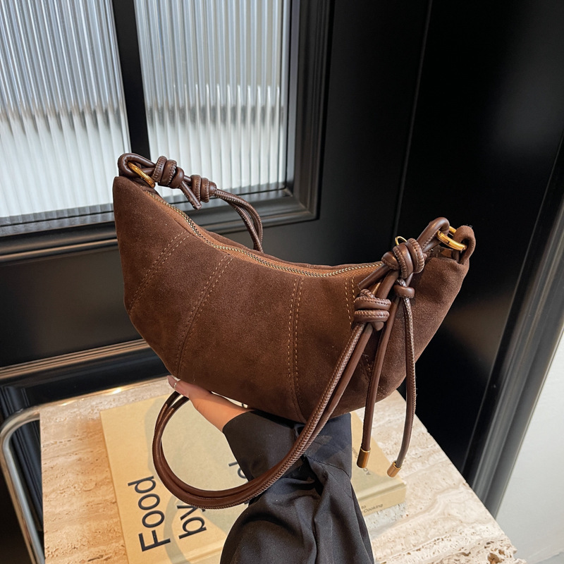 Fashion Crossbody Bag Women's All-match Dumpling Bag 2025 New Vintage Frosted Leather Internet Celebrant Popular Women's Shoulder Bag