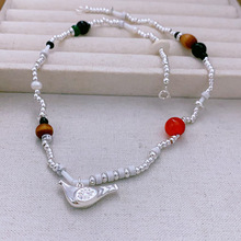 法式复古设计款款小众小鸟与果实串珠项链通勤百搭高级感气质项链