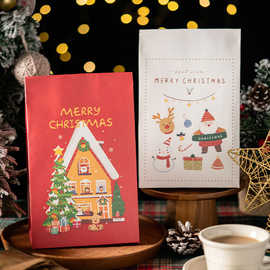 圣诞新年雪花酥牛轧糖盒子红枣核桃糕自立包装袋饼干糖果盒礼盒子