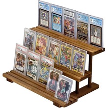 跨境木质球星卡收纳架桌面多层明星球卡架明星周边运动卡片展示架