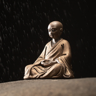 Chinese-style Retro Ceramic Little Monk Ornaments Buddha-style Living Room Desktop Decoration Crafts Study Tea Ceremony Zen Decoration