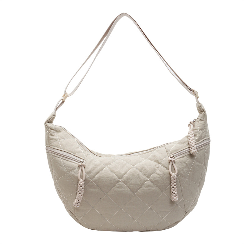 Bolso bandolera de invierno de gran capacidad para mujer 2024 nuevo bolso de lona de algodón bordado bolso de bola de masa de un solo hombro para estudiantes