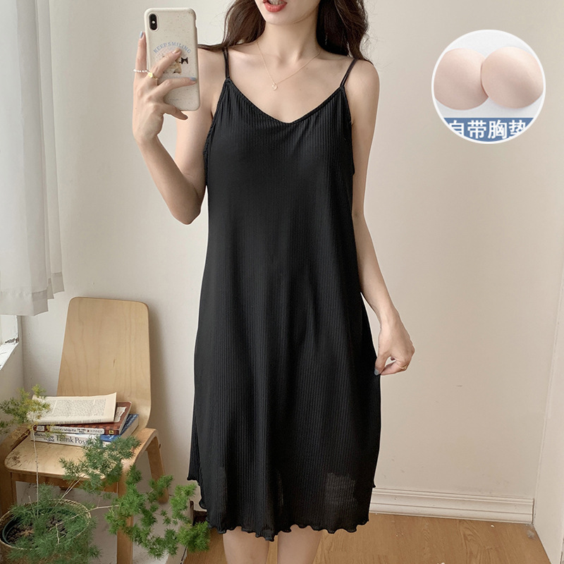 Verano sexy back Correa Camisón con almohadilla de pecho chica delgada lindo estudiante color sólido flojo dulce desgaste del hogar