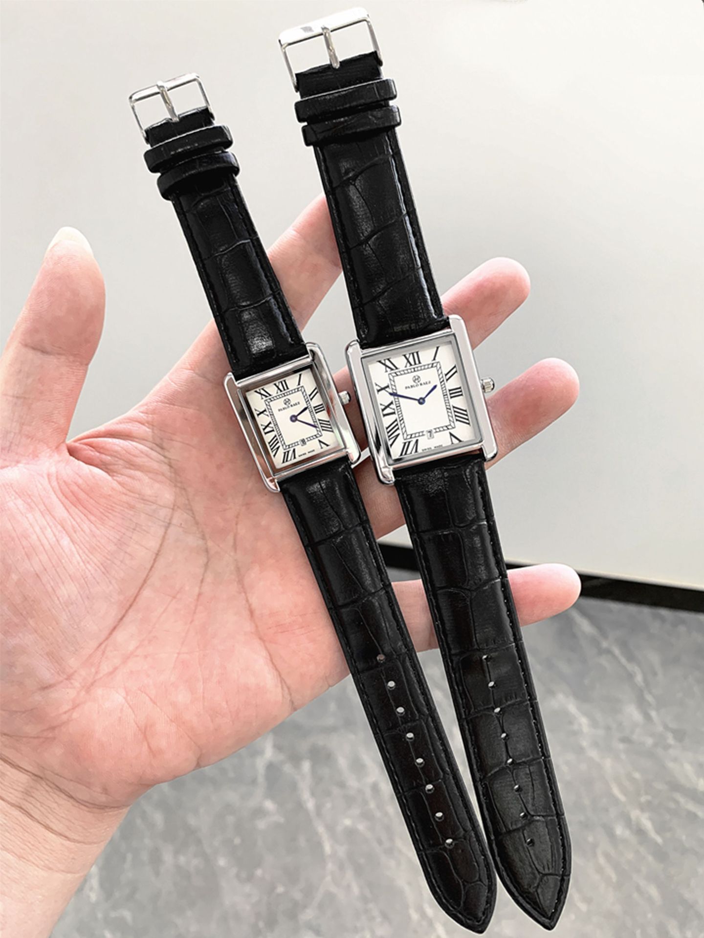 Quartz Watch For Couples With Genuine Leather Strap And Square Dial_voghion.com