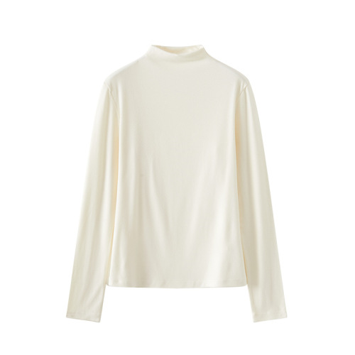 Duvet-Soft Hyaluronic Acid Brushed Half-Turtleneck Base Layer Top for Women—Spring Innerwear, Stretchy, Slim-Fit, Long Sleeve, Skin-Friendly Base Shirt