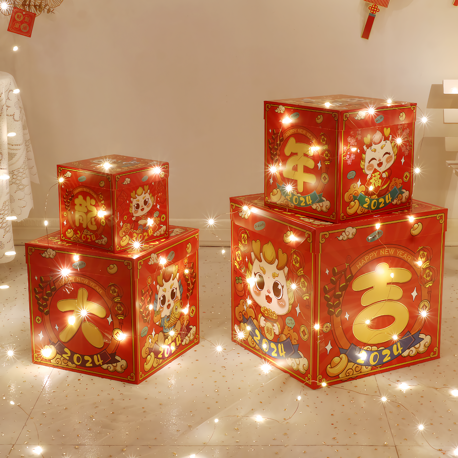 2025 New Year Decoration Year of the Dragon Box Ornaments Shopping…