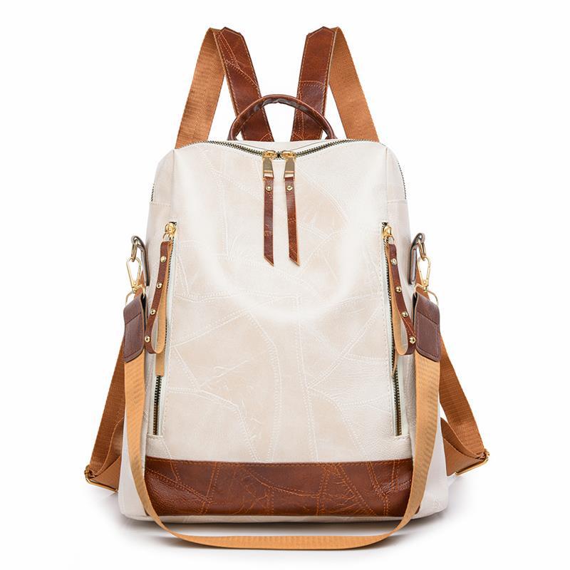 Mochila transfronteriza súper caliente nueva para mujer de gran capacidad Mochila de viaje multifuncional de color de contraste de moda Mochila escolar para estudiantes universitarios