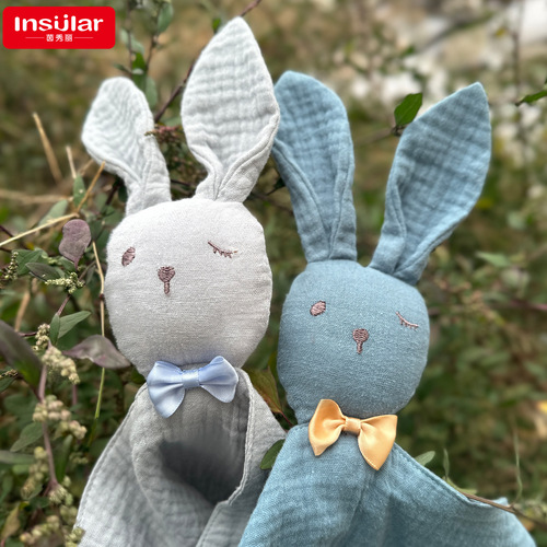 Muslin Baby Soothing Cloth Teething Toy Sleep Companion Doll Baby Cartoon Soothing Handkerchief Soothing Toy Rabbit