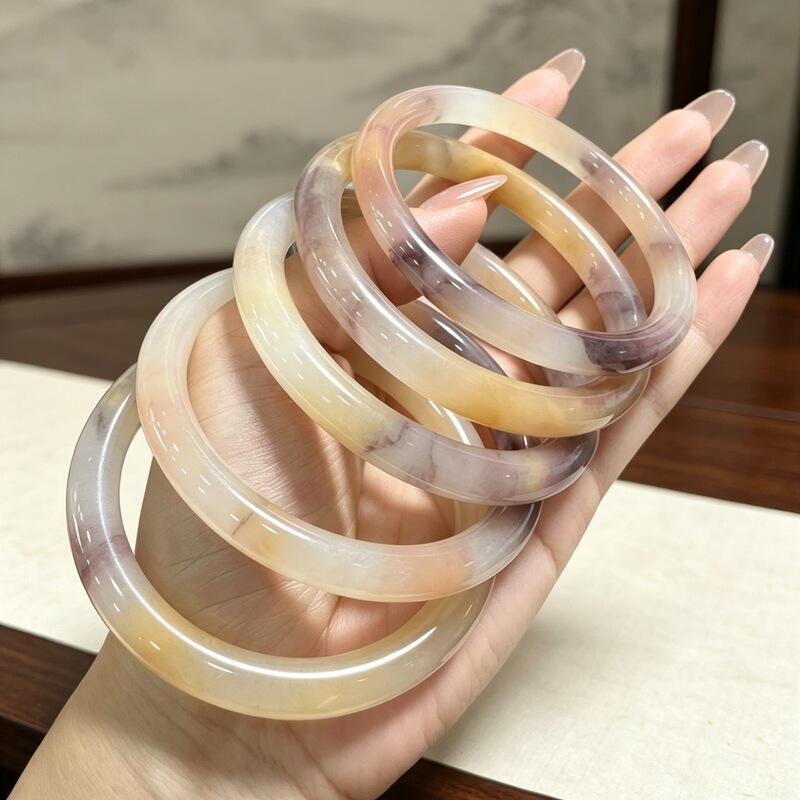 Natural Xinjiang Golden Silk Jade Violet Round Bracelet, Violet Women's Jade Bangle, Dingdang Bracelet, Thin Round Bangle Natural Xinjiang Golden Silk Jade Violet Round Bracelet, Violet Women's Jade Bangle, Dingdang Bracelet, Thin Round Bangle