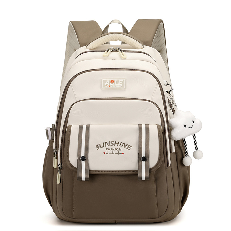 Mochila escolar para estudiantes de secundaria, escuela secundaria, gran capacidad, dibujos animados japoneses simples, mochila para estudiantes de primaria, color de contraste del campus nuevo