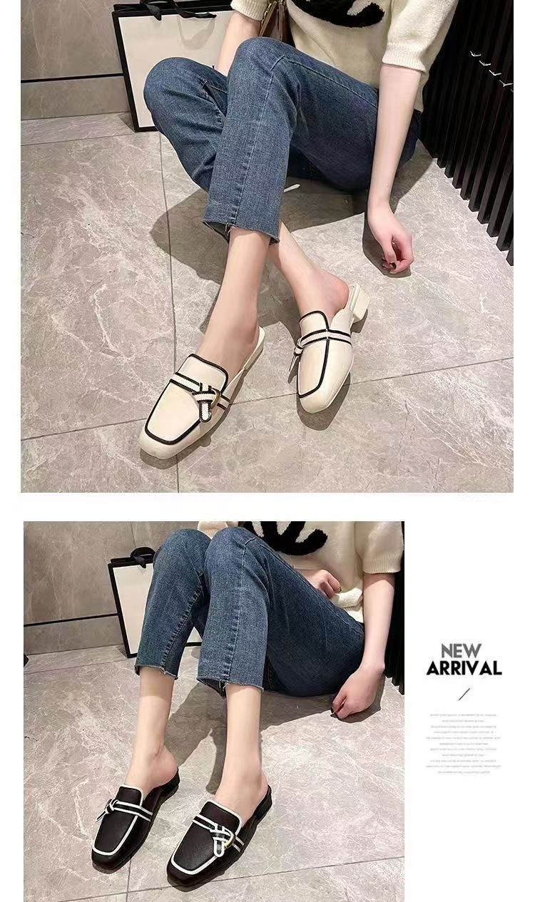 Baotou Zapatillas De Verano De Medio Soporte Prendas De Vestir Exteriores De Mujer Red Nueva Versión Coreana Sandalias Y Zapatillas Antideslizantes Informales Ligeras Y De Tacón Bajo_voghion.com