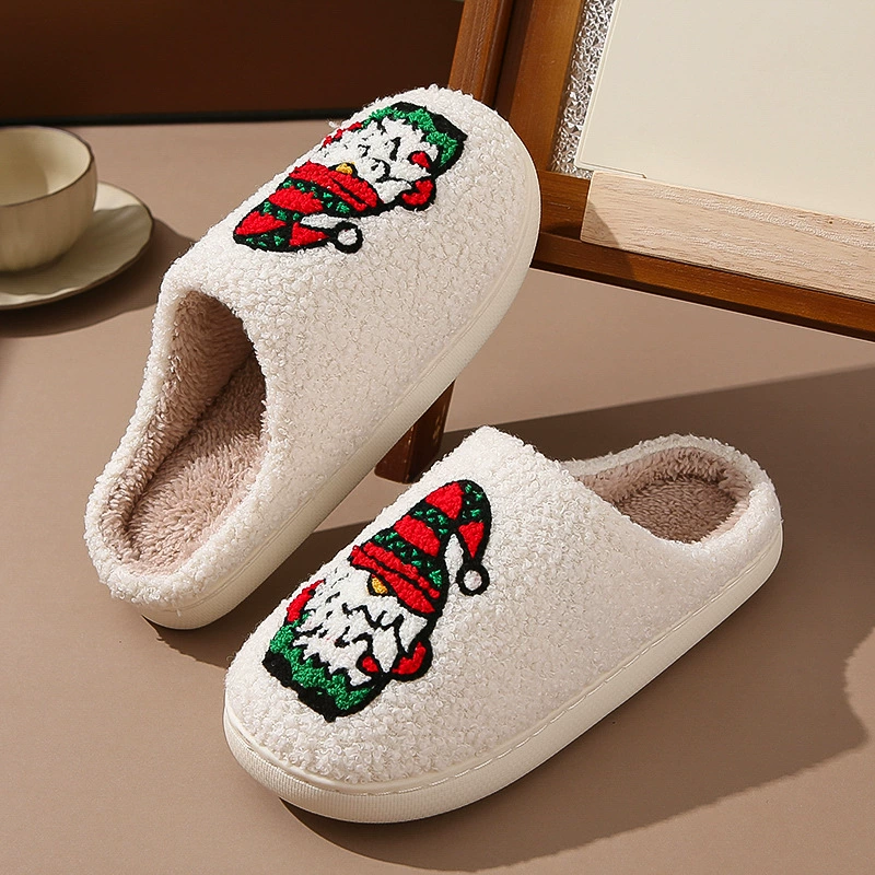 24 новые рождественские хлопчатобумажные тапочки для мужчин и женщин осенью и зимой милый мультфильм домашний противоскользящий пара крытый плюш