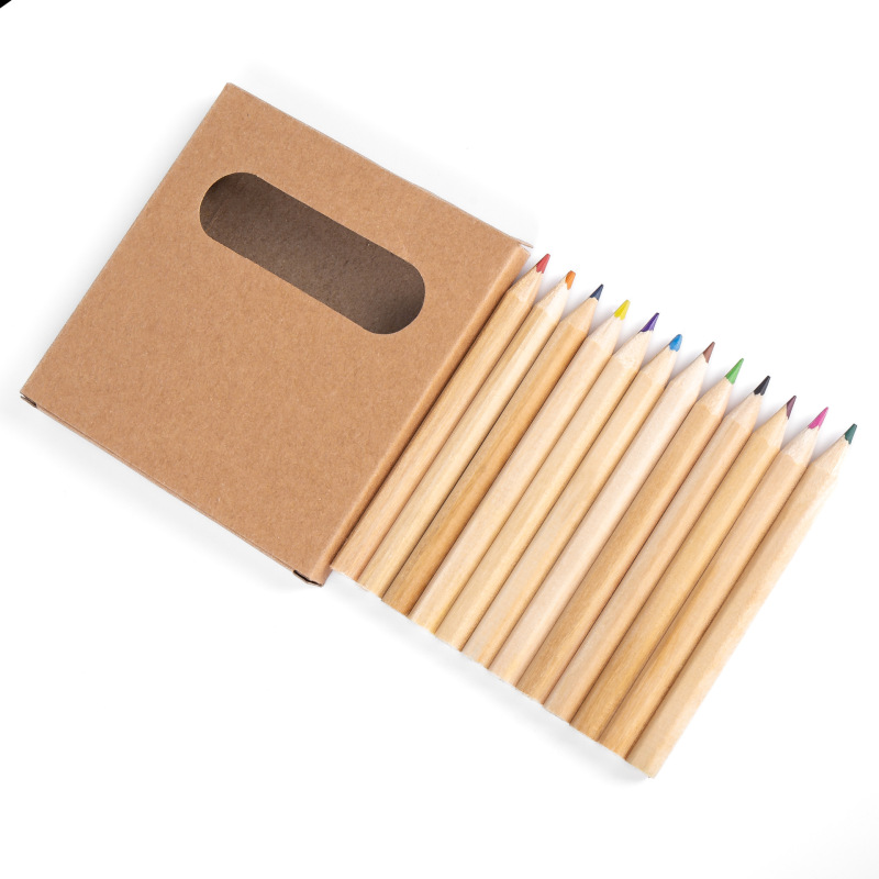6 色ショートミニカラー鉛セットクラフト紙箱入りマルチカラー組み合わせ木製カラーペン子供の絵画鉛筆|undefined