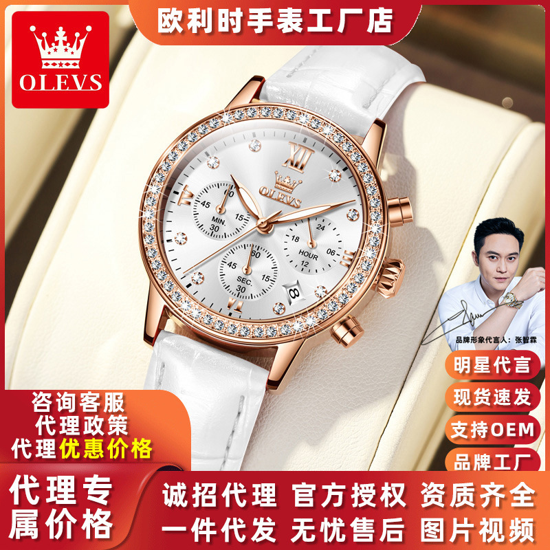 Dropshipping Oulisi Watch Multifunctional Quartz Watch Simple Niche Tiktok Cross-Border Foreign Trade Women's Diamond Watch