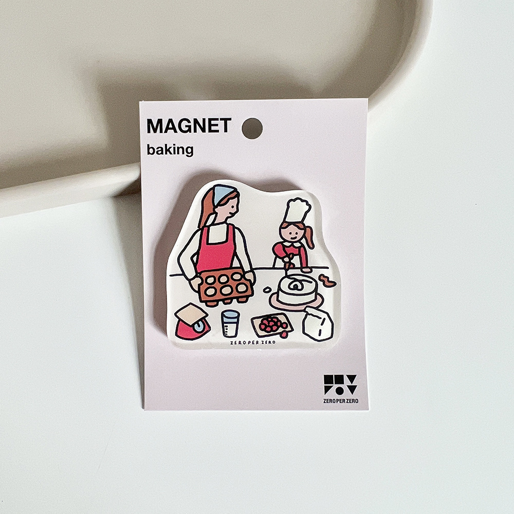 Corea del Sur zeroperzero familia ilustración de padres e hijos pegatinas de refrigerador acrílico imán magnético pegatinas de fotos