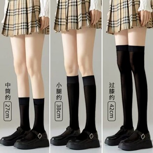 Pure color socks women's Japanese JK calf socks spring and summer thin preppy style pressure skinny leg velvet over-the-knee socks