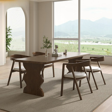 北欧原木餐桌椅组合家用小户型餐桌客厅全实木长方形复古吃饭桌子