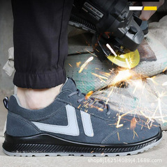 Wholesale new solid cowhide durable work shoes safety shoes anti-puncture anti-impact reinforced toe breathable