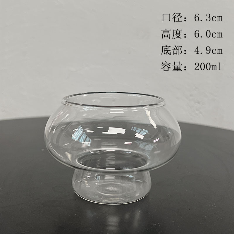 Creativa y encantadora taza de hongos, taza de vidrio transparente, taza de café de pequeña capacidad, taza de latte, taza de hielo, taza de extracto frío, taza especial