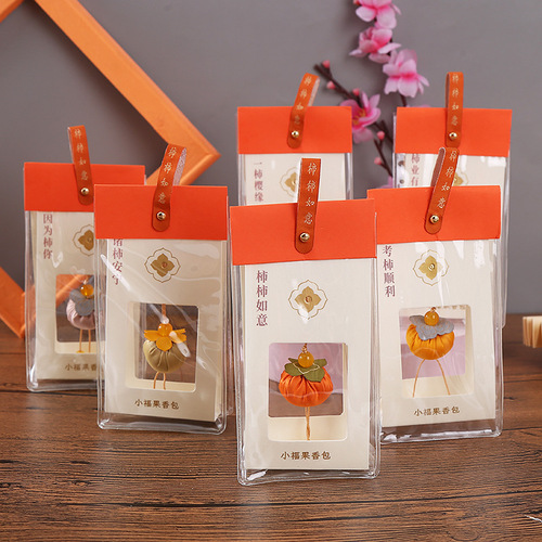 Persimmon Sachet Peace Talisman Handmade Gift Embroidered School Bag Wardrobe Hanging Decoration Handmade Hanfu Persimmon Persimmon Ruyi Sachet