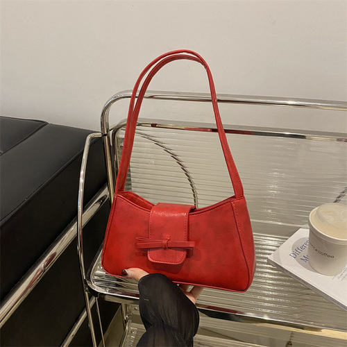 Fashionable Underarm Bags for Women, Large Capacity, Winter Style, Unique, Shoulder Bag, Handheld Baguette Bag with Bow