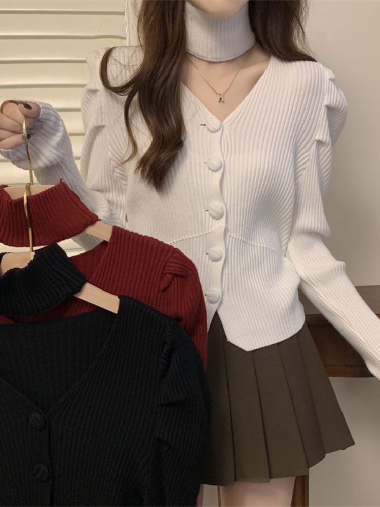 플러스 사이즈 빨간 스웨터 여성의 가을과 겨울 디자인 케어 머신 탑 서양식 목 불규칙한 스웨터베이스 셔츠