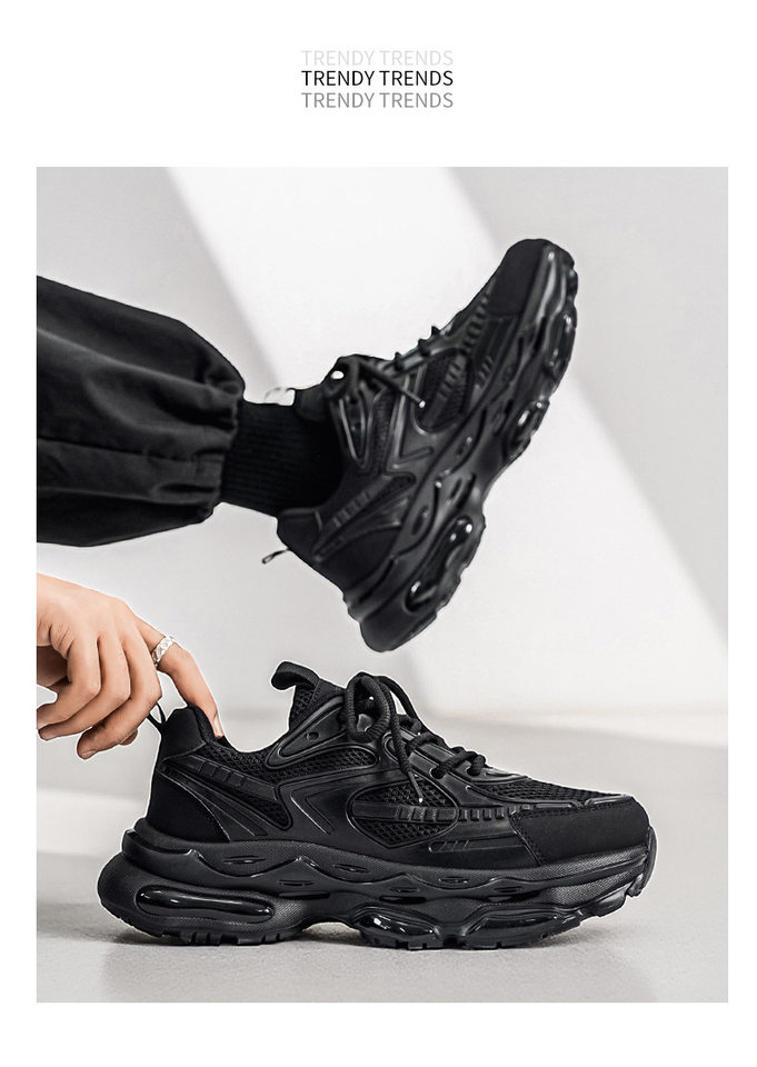Giày thể thao nam cổ thấp đế bằng, giày chạy bộ giảm chấn đệm khí, giày sneaker dad tăng chiều cao — VZS8099 màu kaki, VZS8099 màu đen chi tiết 16