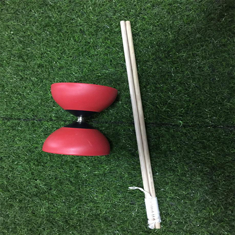 Principiante adecuado para eje fijo Diabolo novato duradero resistente a la caída Diabolo multi-color Rattle cuenco de cuero Diabolo