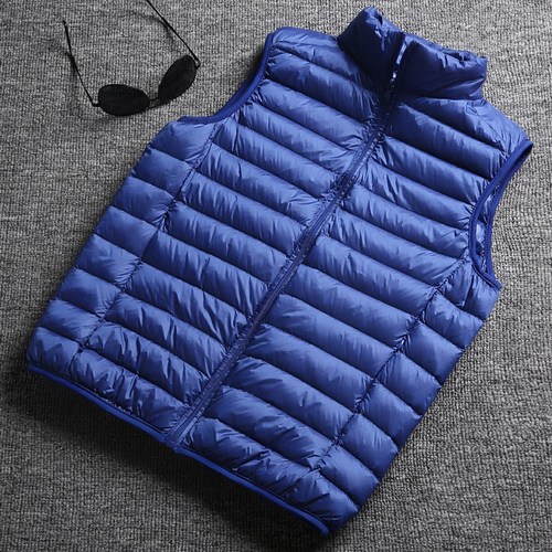 Men's Off-Season Down Vest, Lightweight, Stand Collar, Large Size, Warm Autumn/Winter Coat