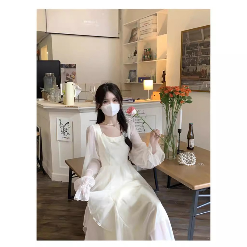 Square Collar Ruffled dress Women's Summer French Style Cauchy Style Fairy Dress Tight Waist Beach Dress Slimming Princess Dress New Style Square Collar Ruffled dress Women's Summer French Style Cauchy Style Fairy Dress Tight Waist Beach Dress Slimming Princess Dress New Style