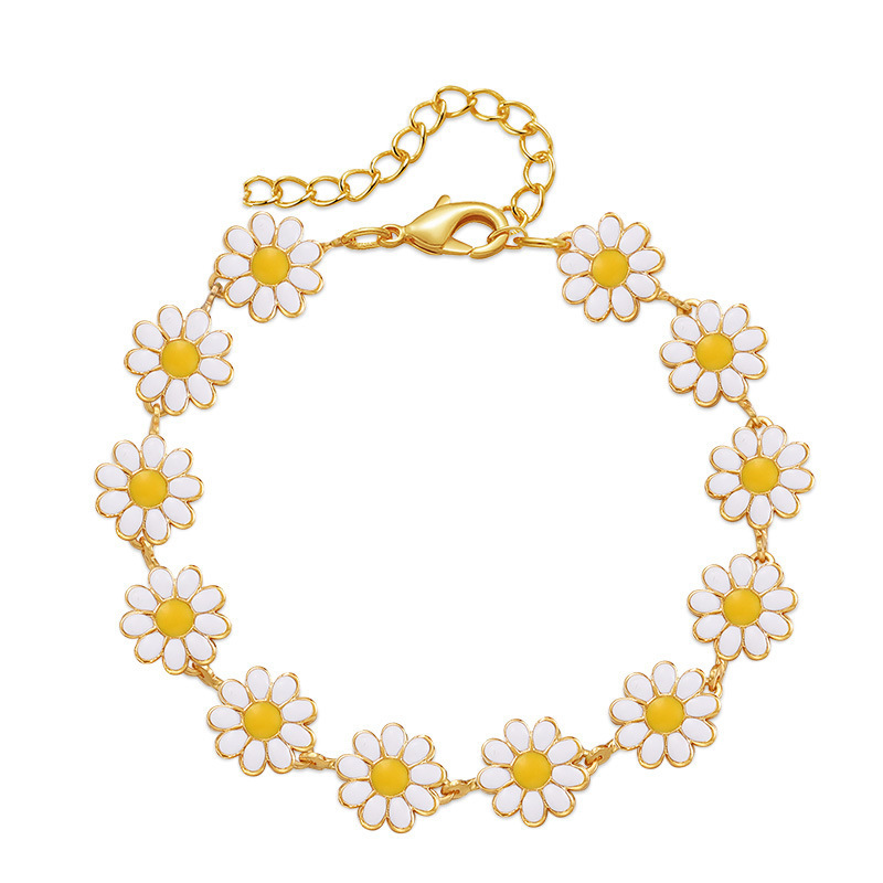 Women's Gender Copper IG Style Sweet Enamel Flower Bracelets Necklace