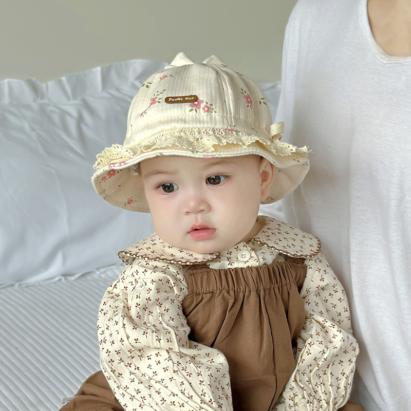 Sombrero de bebé primavera y otoño gorro de pescador lindo pequeño bebé super lindo protección solar delgado sombrero de encaje para hombres y mujeres