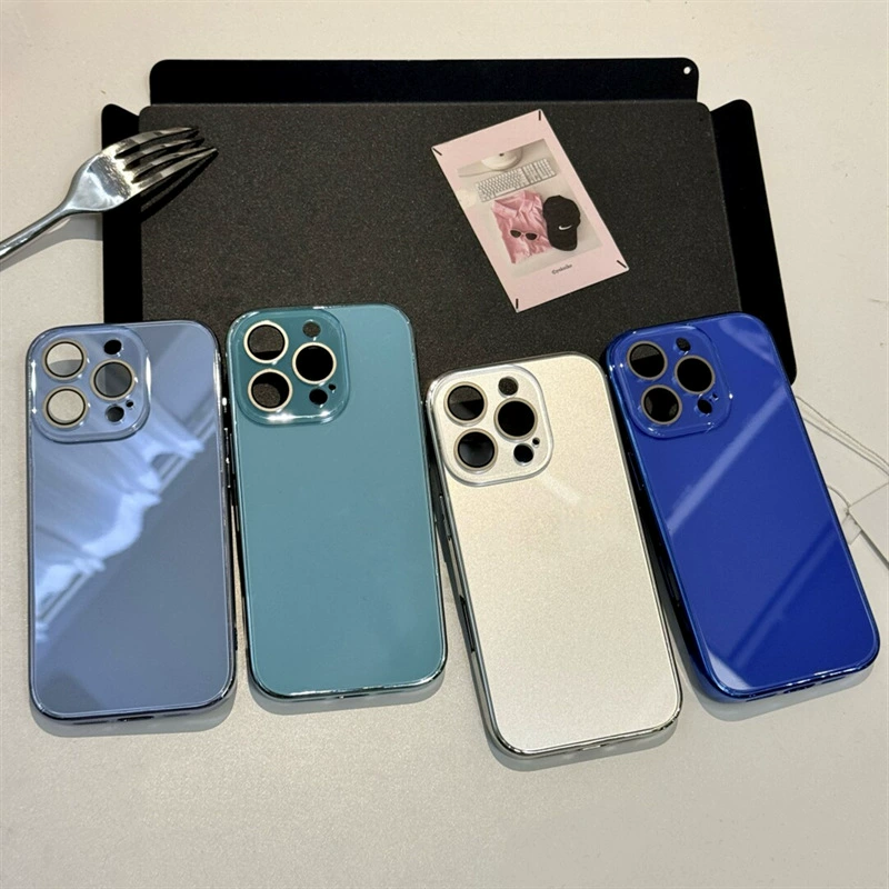 Чехол для телефона (Apple iPhone 13–17, Pro и Pro Max), серебряная окантовка, глянцевые цвета