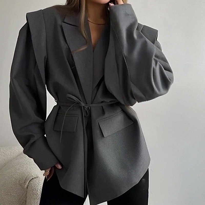2026 nuevo verano de ropa de mujer Europa y América comercio exterior ropa de mujer elegante viaje de color sólido lazos trajes de cuello chaqueta de verano