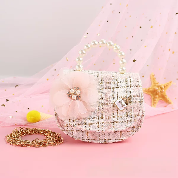 2021 Fragrant Style European Style Popular Flower Handbag Delicate Crossbody Dual-Use Portable Pearl Children's Bag 619