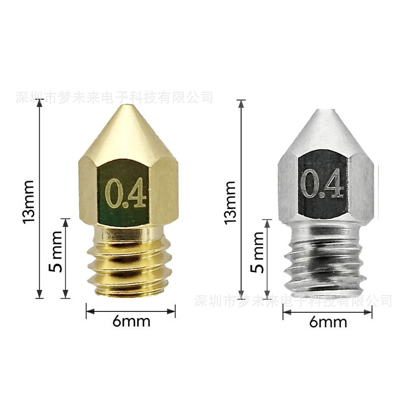 Accesorios de la impresora 3D boquilla de acero inoxidable Ender3 y CR-103D impresora mk8 punta traje de boquilla