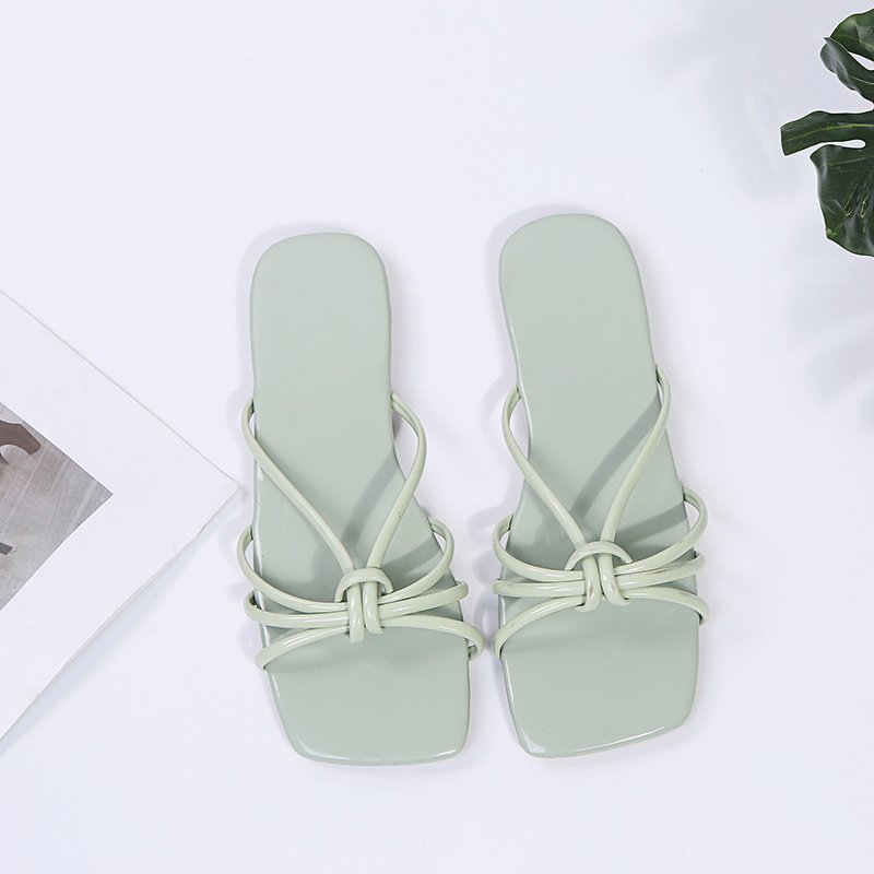 woven thin straps square head flat sandals wholesale women s clothing Nihaostyles NSJJX67787