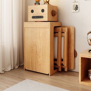 Internet Celebrated Household Folding Dining Table Sideboard Integrated Space-saving Dining Table Small Apartment Retractable New Style Solid Wood Foot Table