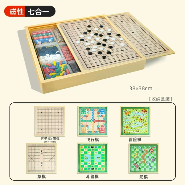 Magnetic Gomoku, Airplane chess, "Jungle" game, linen bag, 38cm