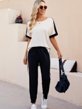 H 21191 Casual Color Block Pocket Set ƴ��ײɫ�˶��� ��