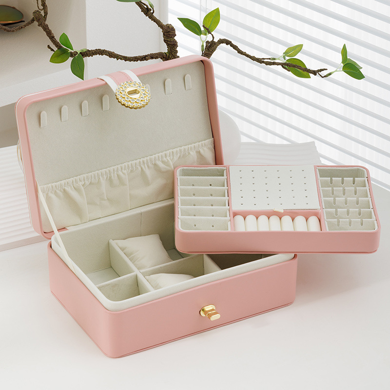 인기 더블 레이어 [다이아몬드 버튼 핑크]