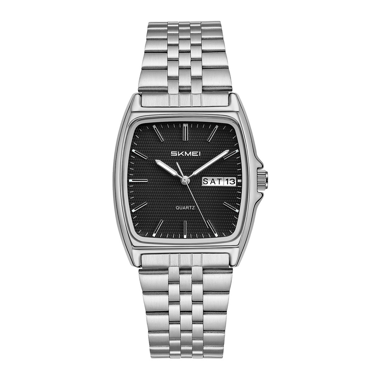 Momento de acero para hombres y mujeres reloj de cuarzo calendario domingo reloj de negocios comercio exterior spot transfronterizo fábrica de fuente personalizada