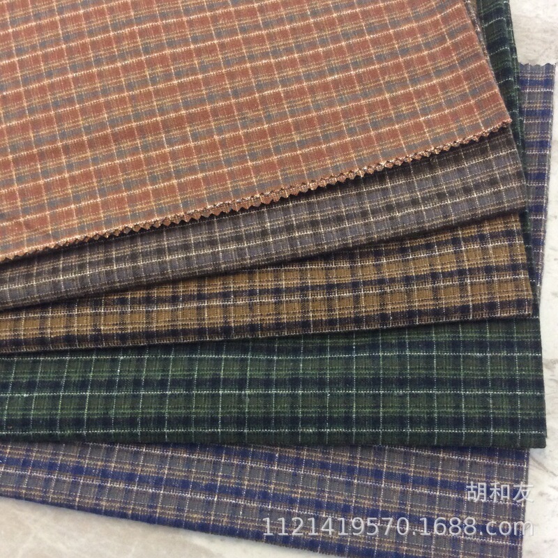 Wholesale in-stock flannel single-sided brushed plaid fabric for spring and autumn casual shirts, children's clothing small plaid Wholesale in-stock flannel single-sided brushed plaid fabric for spring and autumn casual shirts, children's clothing small plaid