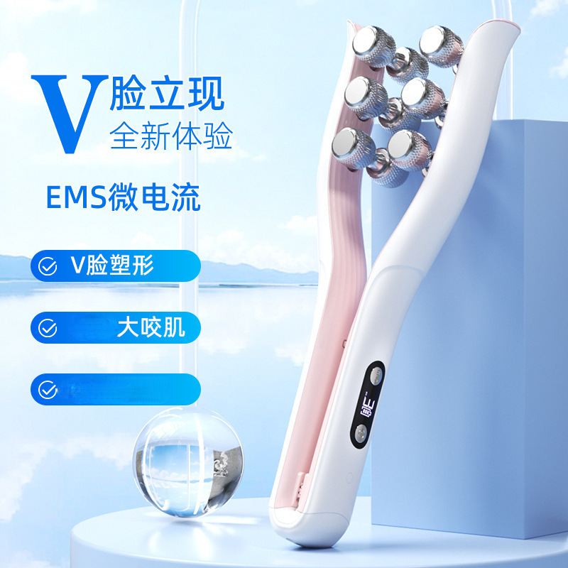 New Product Ems Micro-Current Roller Slimming Device for Home Use V-Face Beauty Tightening and Lifting Facial Massager