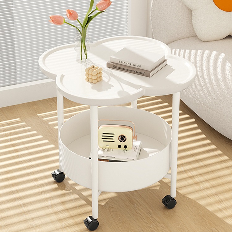 Sofa Side Table Movable Cream Style Small Coffee Table Small Table Bedroom Bedside Table Simple Modern Mobile Storage R&