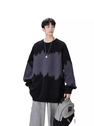 Stylish and Versatile Men's Crew Neck Long Sleeve T-Shirt for Autumn, Colorblock Design, Loose and Oversized Fit, Casual Base Layer Sweatshirt